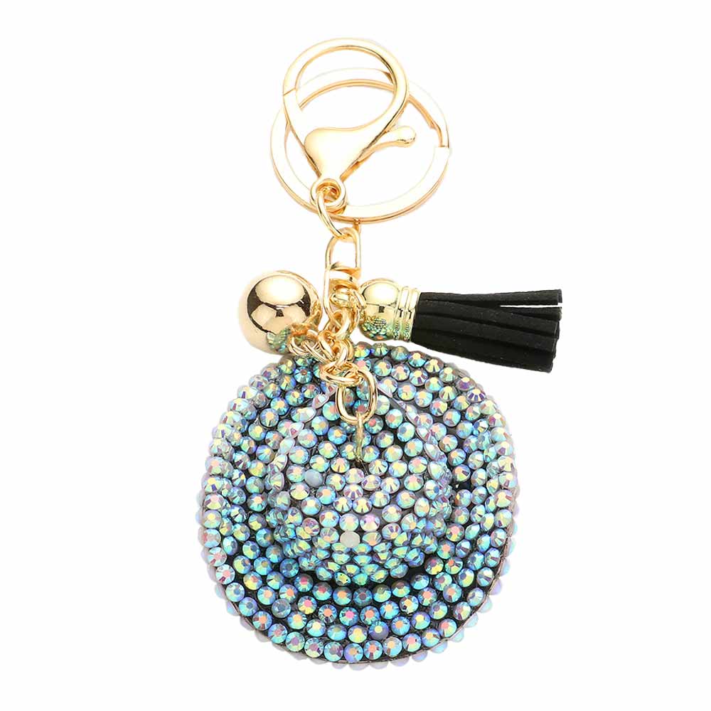 Aqua Studded Cowboy Hat Faux Suede Tassel Keychain, is nicely designed with a tassel theme that is eye-catchy & easily found from anywhere. Get your loved ones the perfect gift for this Halloween, an evil cowboy hat faux suede tassel keychain! Made with Tassel, this keychain is the best to carry around the keys to your treasure box or your evil hideout!
