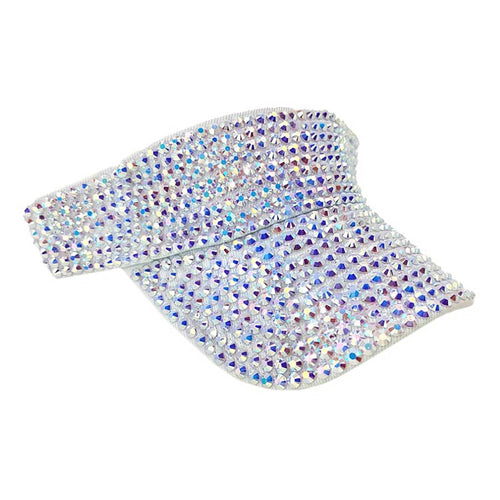 Women's Bling Studded Visor Hat - AB White