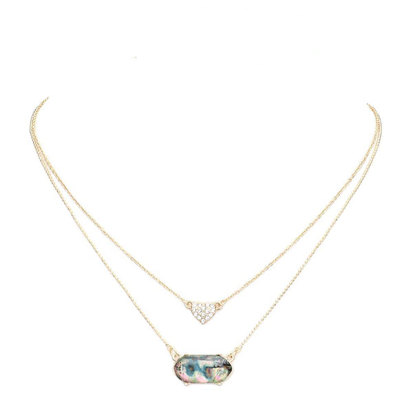 Abalone Heart Hexagon Bead Pendant Double Layered Necklace. Beautifully crafted design adds a gorgeous glow to any outfit. Jewelry that fits your lifestyle! Perfect Birthday Gift, Anniversary Gift, Mother's Day Gift, Anniversary Gift, Graduation Gift, Prom Jewelry, Just Because Gift, Thank you Gift.