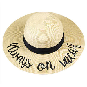 Always on Vacay Embroidery Straw Floppy Sun Hat Whether you’re under the summer sun at the beach, lounging by the pool or lake with friends, this great hat can keep you cool & comfy even when the sun is high in the sky. Vacation Ready, Perfect Birthday Gift, Anniversary Gift, Valentine's day Gift, Mother's day Gift, Vacation Sun Hat, Sun Floppy Straw Hat, Beach Hat