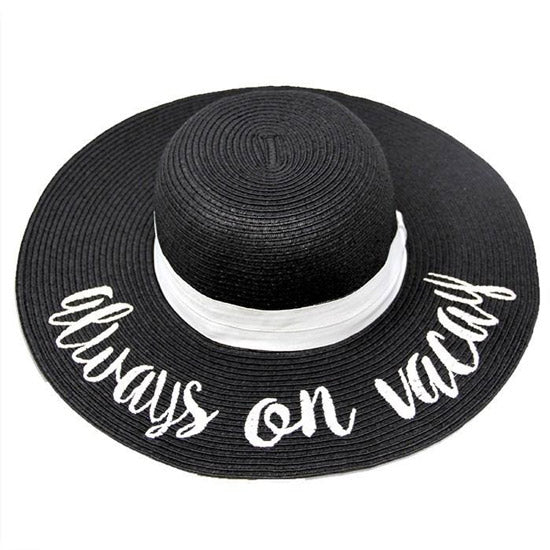 Always on Vacay Embroidery Straw Floppy Sun Hat Whether you’re under the summer sun at the beach, lounging by the pool or lake with friends, this great hat can keep you cool & comfy even when the sun is high in the sky. Vacation Ready, Perfect Birthday Gift, Anniversary Gift, Valentine's day Gift, Mother's day Gift, Vacation Sun Hat, Sun Floppy Straw Hat, Beach Hat