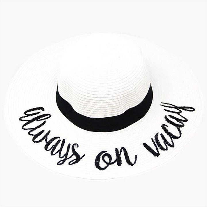 Always on Vacay Embroidery Straw Floppy Sun Hat Whether you’re under the summer sun at the beach, lounging by the pool or lake with friends, this great hat can keep you cool & comfy even when the sun is high in the sky. Vacation Ready, Perfect Birthday Gift, Anniversary Gift, Valentine's day Gift, Mother's day Gift, Vacation Sun Hat, Sun Floppy Straw Hat, Beach Hat