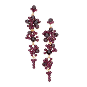 Amethyst Pearl Crystal Rhinestone Vine Drop Evening Earrings. Get ready with these bright earrings, put on a pop of color to complete your ensemble. Perfect for adding just the right amount of shimmer & shine and a touch of class to special events. Perfect Birthday Gift, Anniversary Gift, Mother's Day Gift, Graduation Gift.