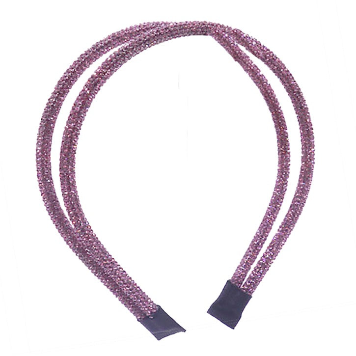 Amethyst Double Band Stone Accented Giltzy Bead Padded Crystal Shimmer Headband, soft, shiny headband makes you feel extra glamorous. Push your hair back, add a pop of color and shine to any plain outfit, Goes well with all outfits! Receive compliments, be the ultimate trendsetter. Perfect Birthday Gift, Mother's Day, Easter 