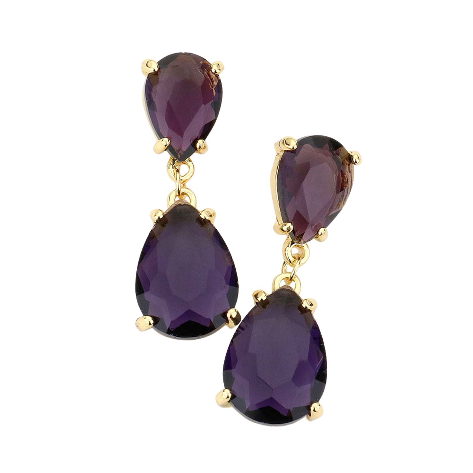 Amethyst Double Teardrop Link Dangle Evening Earrings, Beautiful teardrop-shaped dangle drop earrings. These elegant, comfortable earrings can be worn all day to dress up any outfit. Wear a pop of shine to complete your ensemble with a classy style. The perfect accessory for adding just the right amount of shimmer and a touch of class to special events. Jewelry that fits your lifestyle and makes your moments awesome!