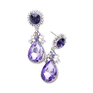 Amethyst Glass Crystal Teardrop Dangle Evening Earrings. Look like the ultimate fashionista with these Earrings! Add something special to your outfit this Valentine! special It will be your new favorite accessory. Perfect Birthday Gift, Anniversary Gift, Mother's Day Gift, Graduation Gift, Valentine's Day Gift.