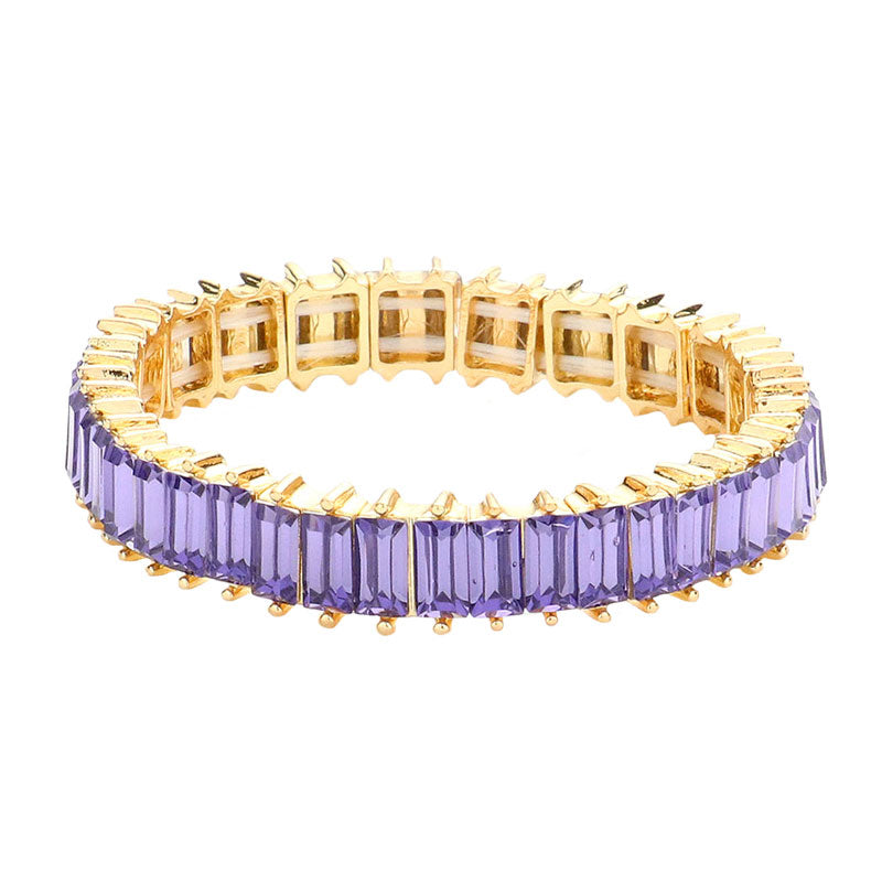 Amethyst Rectangle Stone Stretch Evening Bracelet, This Rectangle Stone Stretch Evening Bracelet adds an extra glow to your outfit. Pair these with tee and jeans and you are good to go. Jewelry that fits your lifestyle! It will be your new favorite go-to accessory. create the mesmerizing look you have been craving for! Can go from the office to after-hours with ease, adds a sophisticated glow to any outfit on a special occasion