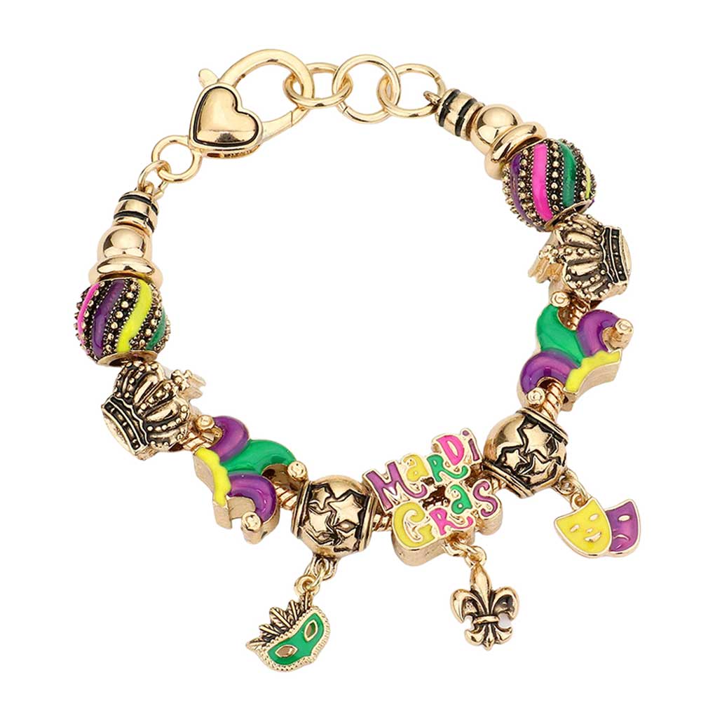 Antique Silver Mardi Grass Multi Bead Bracelet, beautifully crafted design adds a gorgeous glow to any outfit. Put on a pop of color to complete your ensemble stylishly with this multi-bead bracelet. Perfect for adding just the right amount of shimmer & shine and a touch of class to special events.