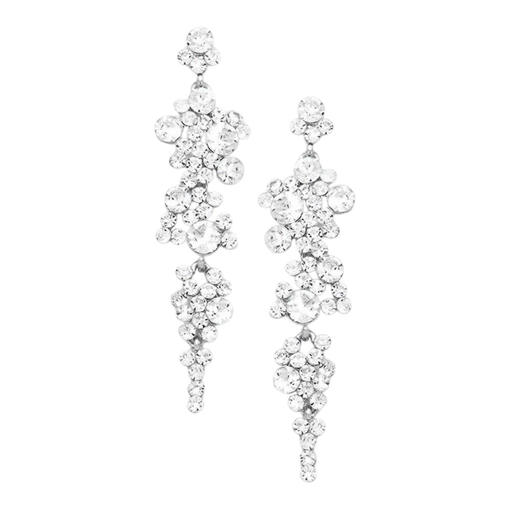 Antique Silver Pearl Crystal Rhinestone Vine Drop Evening Earrings. Get ready with these bright earrings, put on a pop of color to complete your ensemble. Perfect for adding just the right amount of shimmer & shine and a touch of class to special events. Perfect Birthday Gift, Anniversary Gift, Mother's Day Gift, Graduation Gift.