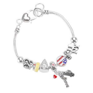 Antique SIlver New York Charm Multi Bead Bracelet, Get ready with these Multi Bead Bracelet, put on a pop of color to complete your ensemble.Perfect for adding just the right amount of shimmer & shine and a touch of class to special events. . Perfect Birthday Gift, Anniversary Gift, Mother's Day Gift, Graduation Gift.