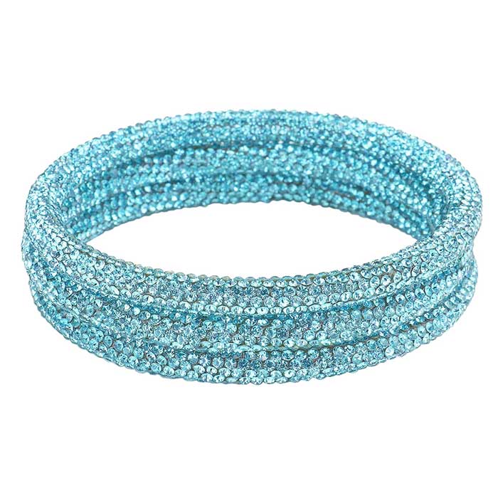 Aqua 3PCS Rhinestone Pave Bangle Layered Bracelets, The sparkly Rhinestone bangle Bracelets set featuring made of rubber and Rhinestone dust inlaid. It looks so pretty, brightly and elegant. This Circle Rhinestone Wristband Bracelets designed in simple type is a trendy fashion statement, These Layer Bracelets bangle are perfect for any occasion whether formal or casual or for going to a party or special occasions. Perfect gift for birthday, Valentine’s Day, Party, Prom.