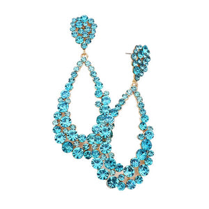 Aqua Crystal Bubble Cluster Teardrop Evening Earrings, These gorgeous Crystal pieces will show your class in any special occasion. The elegance of these crystal evening earrings goes unmatched. Perfect jewelry to enhance your look. Awesome gift for birthday, Anniversary, Valentine’s Day or any special occasion.