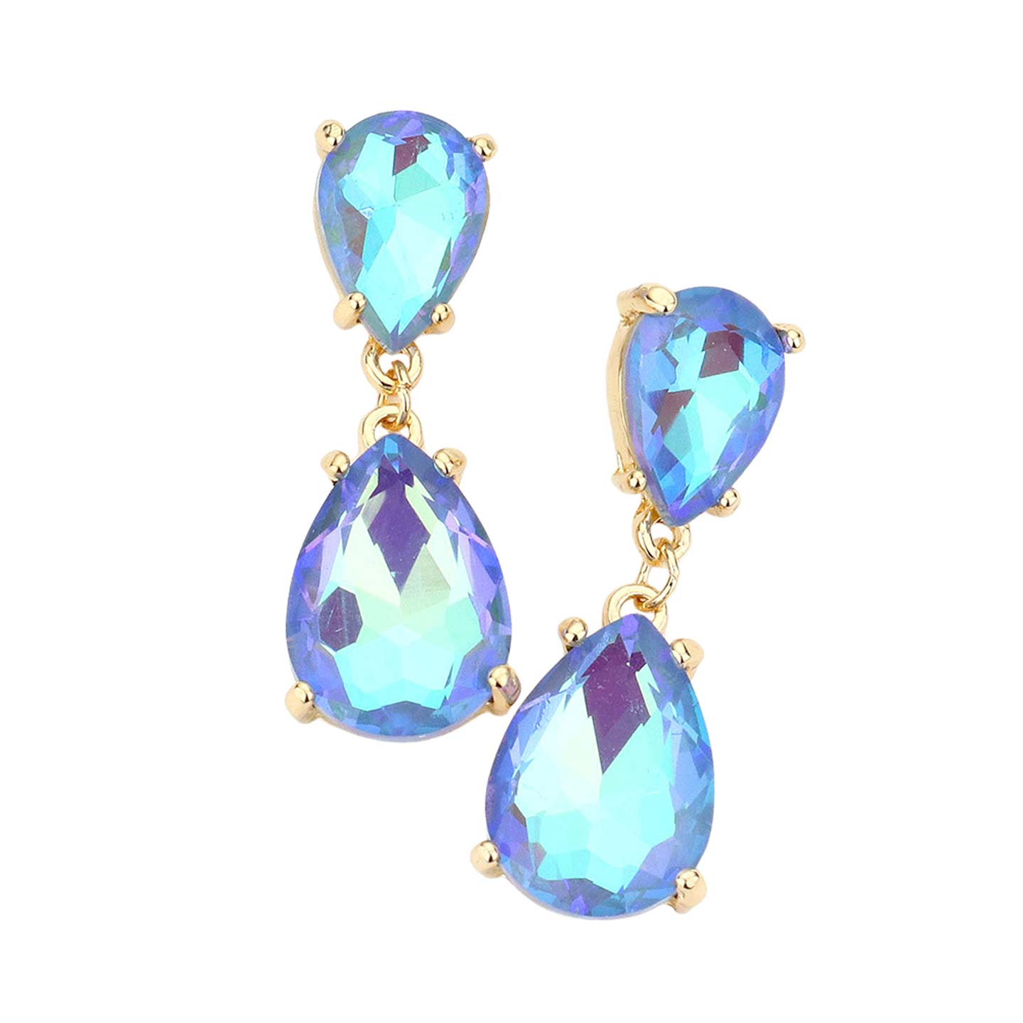 Aqua Double Teardrop Link Dangle Evening Earrings, Beautiful teardrop-shaped dangle drop earrings. These elegant, comfortable earrings can be worn all day to dress up any outfit. Wear a pop of shine to complete your ensemble with a classy style. The perfect accessory for adding just the right amount of shimmer and a touch of class to special events. Jewelry that fits your lifestyle and makes your moments awesome!