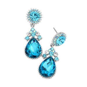 Aqua Glass Crystal Teardrop Dangle Evening Earrings. Look like the ultimate fashionista with these Earrings! Add something special to your outfit this Valentine! special It will be your new favorite accessory. Perfect Birthday Gift, Anniversary Gift, Mother's Day Gift, Graduation Gift, Valentine's Day Gift.