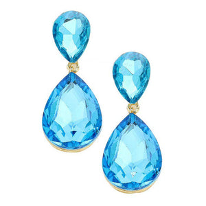 Aqua Glass Crystal Teardrop Evening Earrings. This evening earring is simple and cute, easy to match any hairstyles and clothes. Suitable for both daily wear and party dress. Great choice to treat yourself and This earrings is perfect for Holiday gift, Anniversary gift, Birthday gift, Valentine's Day gift for a woman or girl of any age.