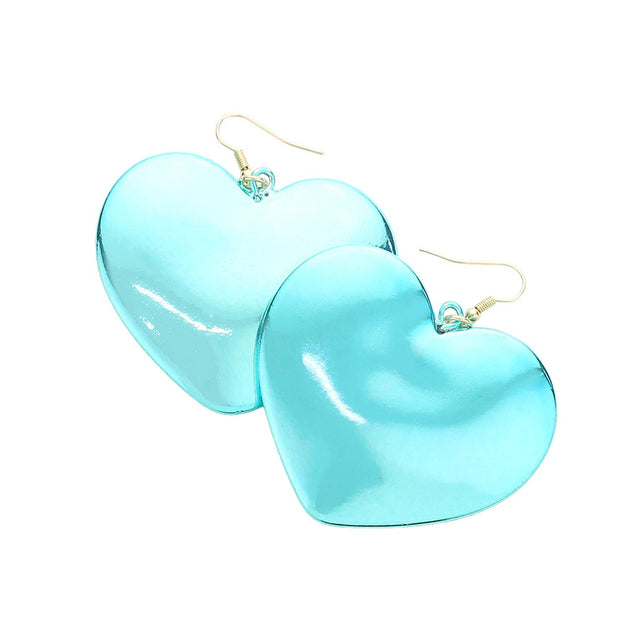 Aqua Heart Dangle Earrings, take your love for statement accessorizing to a new level of affection with these heart-dangle earrings. Accent all of your dresses with the extra fun vibrant color with these heart-dangle earrings. Wear these lovely earrings to make you stand out from the crowd & show your trendy choice this valentine.