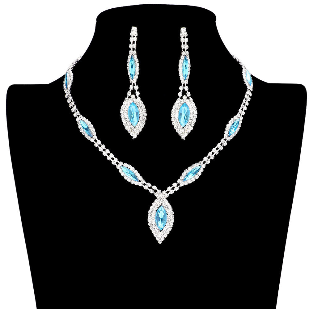 AB Silver Trendy Marquise Stone Accented Rhinestone Necklace, get ready with this rhinestone necklace to receive the best compliments on any special occasion. Put on a pop of color to complete your ensemble and make you stand out on special occasions. Awesome gift for anniversaries, Valentine’s Day, or any special occasion.