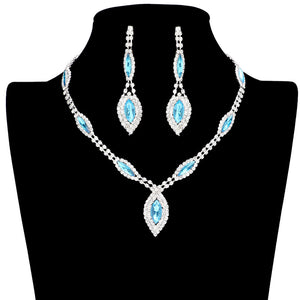Aqua Trendy Marquise Stone Accented Rhinestone Necklace, get ready with this rhinestone necklace to receive the best compliments on any special occasion. Put on a pop of color to complete your ensemble and make you stand out on special occasions. Awesome gift for anniversaries, Valentine’s Day, or any special occasion.