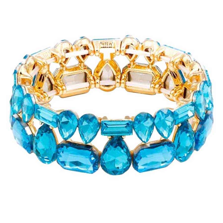 Aqua Multi Stone Stretch Evening Bracelet, look as majestic on the outside as you feel on the inside, eye-catching sparkle, sophisticated look you have been craving for!  Can go from the office to after-hours easily, adds a stunning glow to any outfit. Stylish bracelet that is easy to put on, take off. Perfect gift for you or a loved one!