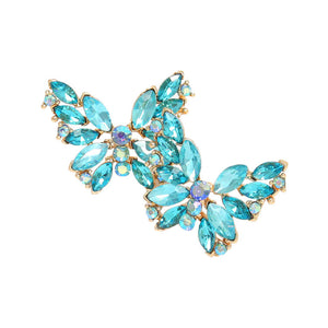 Aqua Round Marquise Stone Cluster Butterfly Evening Earrings. Beautifully crafted design adds a gorgeous glow to any outfit. Jewelry that fits your lifestyle! Perfect Birthday Gift, Anniversary Gift, Mother's Day Gift, Anniversary Gift, Graduation Gift, Prom Jewelry, Just Because Gift, Thank you Gift.