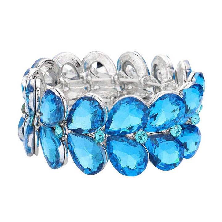 Aqua Teardrop Stone Embellished Evening Bracelet, These gorgeous stone pieces will show your class in any special occasion. eye-catching sparkle, sophisticated look you have been craving for! Fabulous fashion and sleek style adds a pop of pretty color to your attire, coordinate with any ensemble from business casual to everyday wear. Awesome gift for birthday, Anniversary, Valentine’s Day or any special occasion.