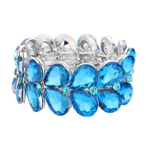 Aqua Teardrop Stone Embellished Evening Bracelet, These gorgeous stone pieces will show your class in any special occasion. eye-catching sparkle, sophisticated look you have been craving for! Fabulous fashion and sleek style adds a pop of pretty color to your attire, coordinate with any ensemble from business casual to everyday wear. Awesome gift for birthday, Anniversary, Valentine’s Day or any special occasion.