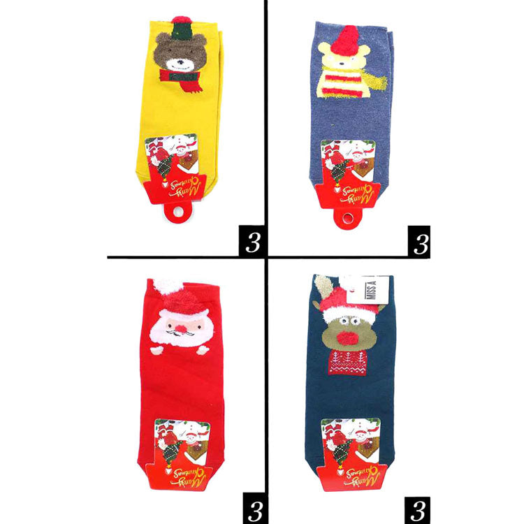 Assorted 12Pairs Christmas Santa Claus Polar Bear Rudolph Socks, your feet will look and feel fab in these socks that are cozy and attractive at the same time! They are so soft and stretchy and you are bound to love them! They keep your feet warm and toasty on winter and cold days. Get into the Christmas spirit with our gorgeous Christmas Santa Claus polar bear Rudolph socks, Bright design with Christmas-themed colors and patterns will be the perfect choice for your Christmas costumes.