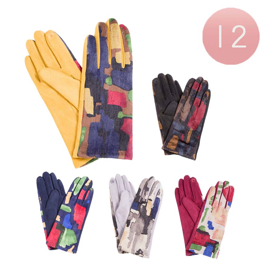 Assorted 12Pairs Colorful Pattern Smart Gloves, are attractive and eye-catching that give you comfort and a fashionable look at the same time. Made of plush and finished with a hint of stretch for comfort and flexibility, fashionable and cute looking in the winter season. These Tech-friendly warm gloves will allow you to use your electronic device and they can go with touchscreens, while keeping your fingers covered, swipe away! It meets your winter comfort with fleece-lined fabrics.