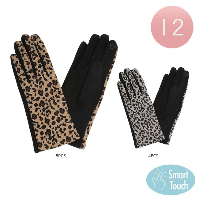Assorted 12Pairs Leopard Patterned Smart Gloves, gives your look so much eye-catching texture with Leopard patterned embellishment, a cozy feel, very fashionable, attractive, cute looking in winter season. These Tech-friendly warm gloves will allow you to use your electronic device and it can go with touchscreens, while keeping your fingers covered, swipe away! A pair of these gloves will be nice gift for your family, friends, anyone you love and even yourself.