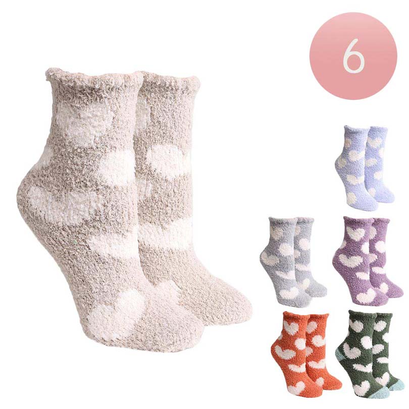 Assorted 6Pairs Heart Patterned Luxury Soft Socks, surely will amp up your beauty and make you look fantastic while wearing these Luxury Soft socks. The solid color will draw attention and give you warmth and a cozy feel on winter and cold days. Let you look attractive and these socks can brighten up the cold winter. With super soft material and a comfortable cuff, these will be your favorite everyday socks.