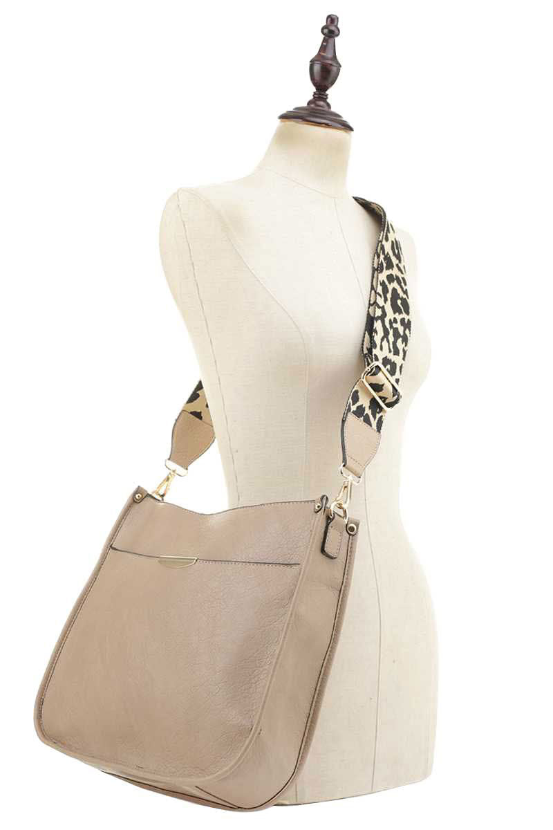 Beige 2 IN 1 Animal Print Strap Crossbody Bag Set, The Crossbody is designed with a large main pocket inside, which can perfectly hold all your daily items when you go out, such as wallets, mobile phones, umbrellas, etc. Its strong and durable soft vegan leather makes it long lasting. This bold looking crossbody bag can be used in office, outing or any other occasions.
