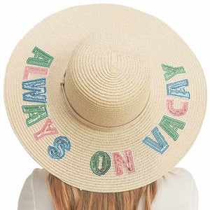 Beige Always On Vacay Sequin Message Straw Panama Sun Hat, a beautiful & comfortable Straw Panama Sun Hat is suitable for summer wear to amp up your beauty & make you more comfortable everywhere. It's an excellent gift item for your friends & family or loved ones this summer.