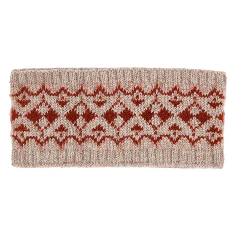 Beige Aztec Pattern Ear Warmer Headband, Ear Warmer Headband with a beautiful Aztec Pattern can be worn centered or to the side for your comfort. It will shield your ears from cold winter weather ensuring all-day comfort and warmth. The headband is soft, comfortable, and warm adding a touch of classy style to your look. Show off your trendsetting style when you wear this ear warmer and be protected in the cold winter winds. Stay trendy and cozy.