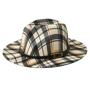 Beige Belt Band Accented Plaid Check Patterned Fedora Hat. This Fedora hat that is made of premium material is super durable, breathable and lightweight. The classic accessories with their vintage styles for winter / fall day and night. Comfortable, and ideal for travelers who are spending time in the outdoors. Easy to match different clothes. Such as T-shirt, jeans, trousers, skirts and any fashion casual outfits.