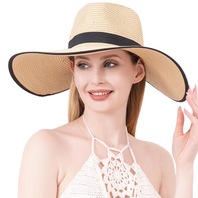 Beige Black Band Trimmed Straw Sun Hat, Show your trendy side with this Straw Sun hat. Have fun and look Stylish. Perfect gifts for weddings, Prom, birthdays, Mother’s Day, Christmas, anniversaries, holidays, Mardi Gras, Valentine’s Day, or any occasion. Due to this, all eyes are fixed on you. Which gives you peace of mind.