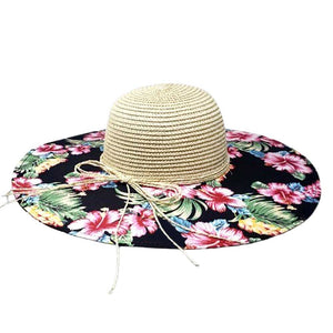 Beige Black Flower Leaf Patterned Straw Sun Hat, fashionable design and vibrant color will make you more attractive. It's a great accessory for any outfit. whether you’re basking under the summer sun at the beach, lounging by the pool, or kicking back with friends at the lake, these sun hats can keep you cool and comfortable even when the sun is high in the sky. 