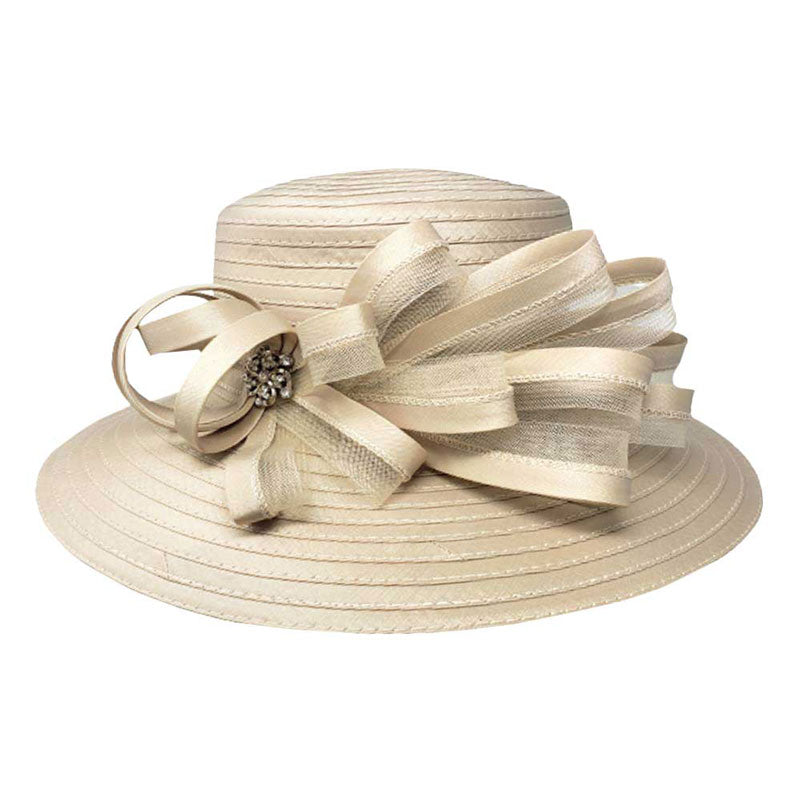Beige Bow Accented Dressy Hat. This Beautiful, Timeless, Classy and Elegant Vintage Inspired Feather Fascinator Hat is Suitable for as a Wedding Fascinator,Themed Tea Party Hat, Garden Party, Easter,Church, Cocktail Hat, Fashion Show,Carnivals, Performance or any Events any Special Occasion.
