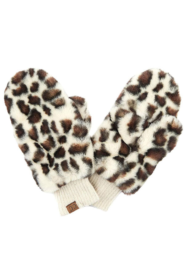 Beige C.C Faux Fur Mitten Glove With Leopard Pattern, gives your look so much eye-catching texture with Leopard patterned embellishment, a cozy feel, very fashionable, attractive, cute looking in winter season. This easy and classic glove is soft and muted. Before running out the door into the cool air, you’ll want to reach for these toasty gloves to keep your hands incredibly warm, it's the autumnal touch you need to finish your outfit in style. Awesome winter gift accessory!