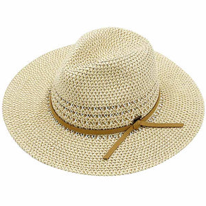 Beige C.C Faux Suede Trim Multi Color Panama Hat, Keep your styles on even when you are relaxing at the pool or playing at the beach. Large, comfortable, and perfect for keeping the sun off of your face, neck, and shoulders. Perfect summer, beach accessory. Ideal for travelers who are on vacation or just spending some time in the great outdoors. 