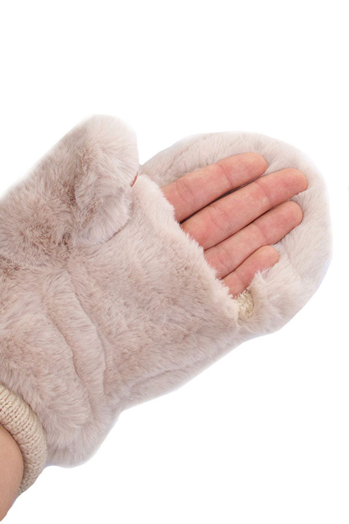 Beige CC Faux Fur Mittens With Shepherd Lining, are a smart, eye-catching, and attractive addition to your outfit. These trendy gloves keep you absolutely warm and toasty in the winter and cold weather outside. Accessorize the fun way with these gloves. It's the autumnal touch you need to finish your outfit in style. A pair of these gloves will be a nice gift for your family, friends, anyone you love, and even yourself.