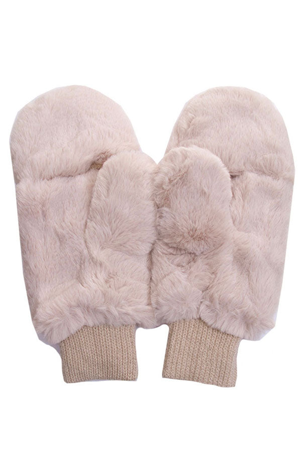 Beige CC Faux Fur Mittens With Shepherd Lining, are a smart, eye-catching, and attractive addition to your outfit. These trendy gloves keep you absolutely warm and toasty in the winter and cold weather outside. Accessorize the fun way with these gloves. It's the autumnal touch you need to finish your outfit in style. A pair of these gloves will be a nice gift for your family, friends, anyone you love, and even yourself.