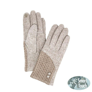 Beige Cable Detailed Button Touch Smart Gloves, give your look so much eye-catching colors with beautifully crafted designs. It's a pair of cozy feel, very fashionable, attractive, cute-looking gloves in the winter season. It will allow you to easily use your electronic devices and touchscreens while keeping your fingers covered, and swiping away! A pair of these gloves are awesome winter gift for your family, friends, anyone you love, and even yourself. Complete your outfit in a trendy style!