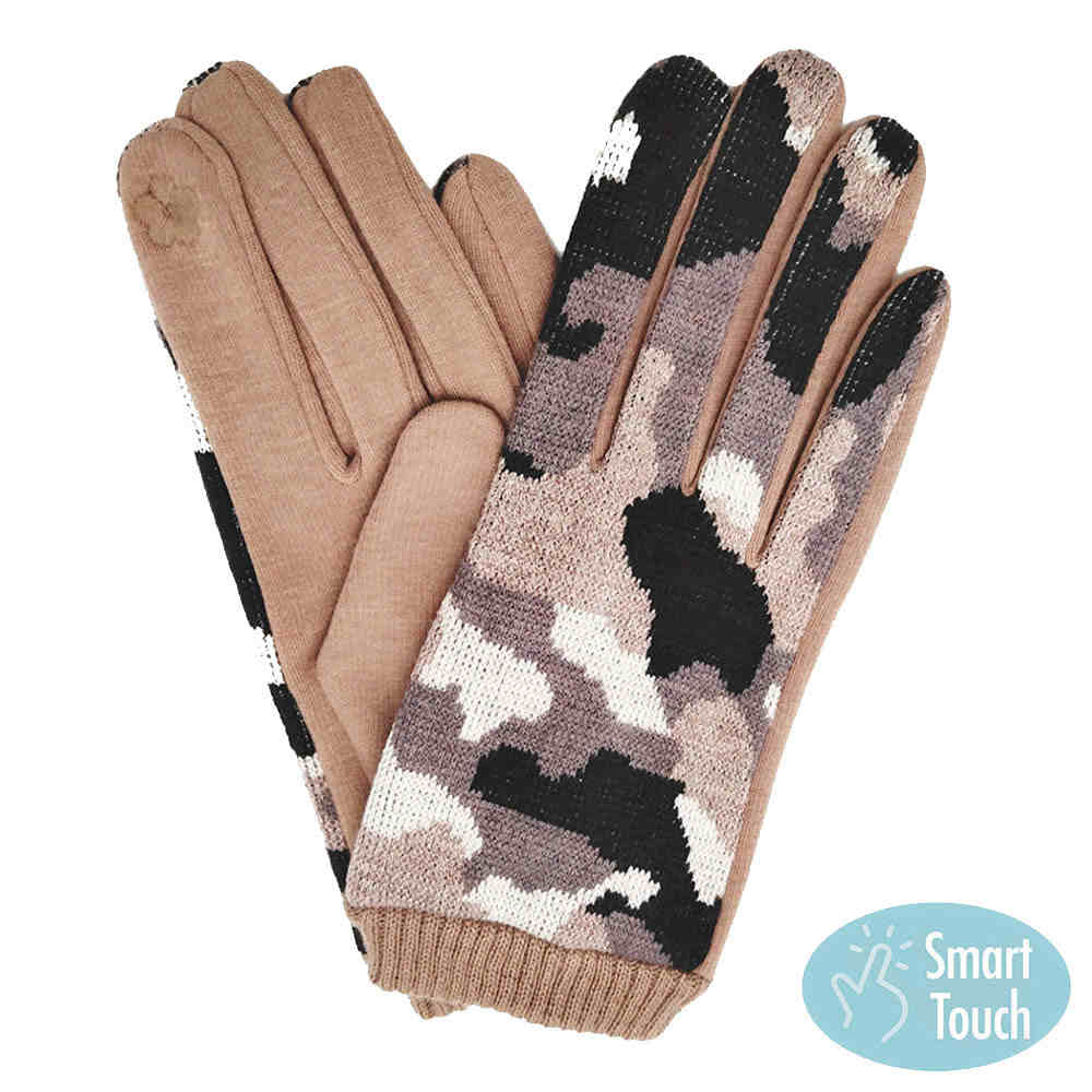 Olive Green Camouflage Patterned Detailed Warm Winter Smart Touch Tech Gloves, gives your look so much eye-catching texture w cool design, a cozy feel, fashionable, attractive, cute looking in winter season, these warm accessories allow you to use your phones. Perfect Birthday Gift, Anniversary Gift, Just Because Gift