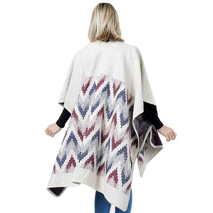 Beige Chevron Pattern Cape, on trend & fabulous, a luxe addition to any weather ensemble. The perfect accessory, luxurious, trendy, super soft chic capelet, keeps you very comfortable. You can throw it on over so many pieces elevating any casual outfit! Perfect Gift for Wife, Mom, Birthday, Holiday, Anniversary, Fun Night Out.