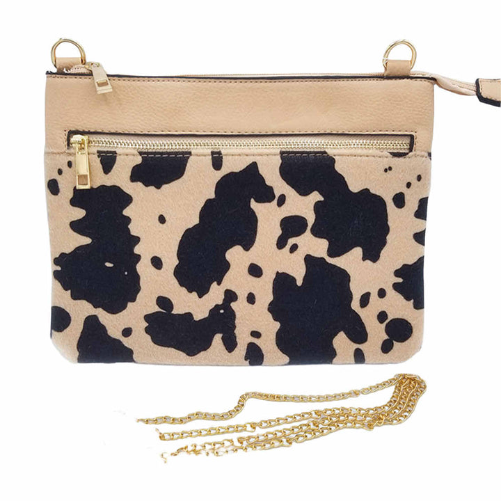 Beige Leopard Patterned Accented Faux Leather Crossbody Bag, look like the ultimate fashionista when carrying this small chic bag, great for when you need something small to carry or drop in your bag, Birthday Gift, Valentine's Day Gift, Anniversary Gift, Love You Gift, Mother's Day Gift, Thank you Gift