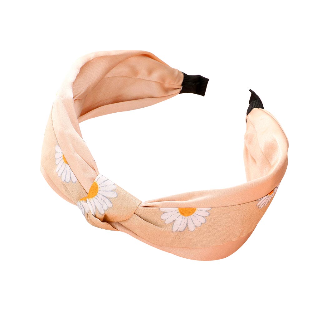 Beige Daisy Flower Pointed Knot Burnout Headband, create a natural & beautiful look while perfectly matching your color with the easy-to-use daisy flower pointed knot burnout headband. Perfect for everyday wear, special occasions, outdoor festivals, and more. Awesome gift idea for your loved one or yourself.
