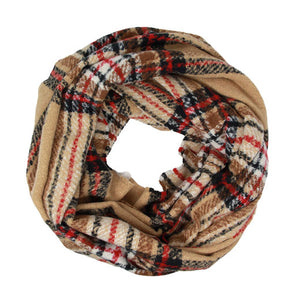 Beige Fall Winter Plaid Check Infinity Scarf, Accent your look with this soft, highly versatile scarf. Great for daily wear in the cold winter to protect you against chill, classic infinity-style scarf & amps up the glamour with plush material that feels amazing snuggled up against your cheeks.