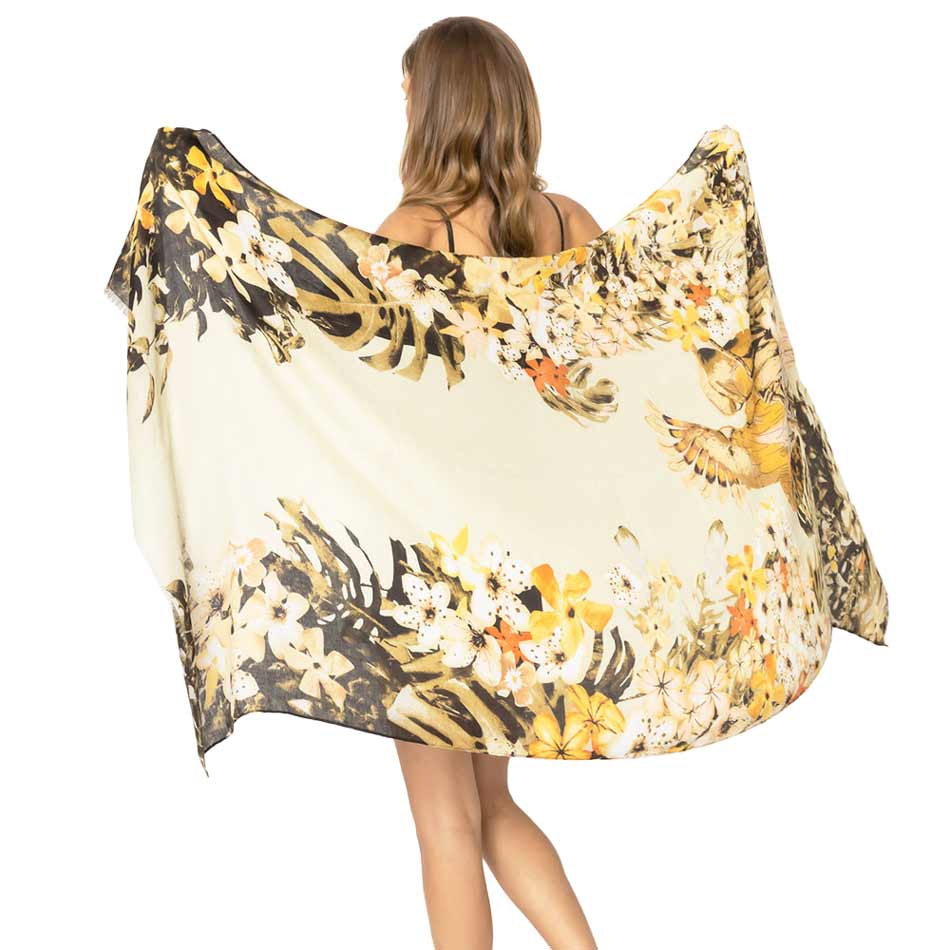 Beige Flower Printed Oblong Scarf, this timeless flower-printed oblong scarf is soft, lightweight, and breathable fabric, close to the skin, and comfortable to wear. Sophisticated, flattering, and cozy. look perfectly breezy and laid-back as you head to the beach. A fashionable eye-catcher will quickly become one of your favorite accessories.