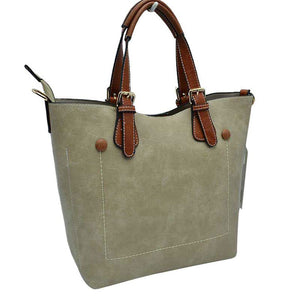 Beige Genuine Leather Tote Shoulder Handbags For Women. Ideal for everyday occasions such as work, school, shopping, etc. Made of high quality leather material that's light weight and comfortable to carry. Spacious main compartment with magnetic snap closure to safely store a variety of personal items such as wallet, tablet, phone, books, and other essentials. One interior open pocket for small accessories within hand's reach.