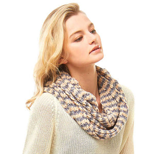 Beige Striped Chenille Infinity Scarf, delicate, warm, on trend & fabulous, a luxe addition to any cold-weather ensemble. This striped Infinity scarf combines great fall style with comfort and warmth. It's a a perfect weight can be worn to complement your outfit, or with your favorite fall jacket. Great for daily wear in the cold winter to protect you against chill, classic infinity-style scarf & amps up the glamour with plush material that feels amazing snuggled up against your cheeks.
